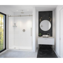 Maax 138470-900-305-000 - Vela 56.5-59 x 78.75 in. 8mm Sliding Shower Door for Alcove Installation with Clear glass in Brush