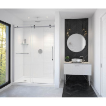 Maax 138475-900-350-000 - Vela 56.5-59 x 78.75 in. 8mm Sliding Shower Door with Towel Bar for Alcove Installation with Clear