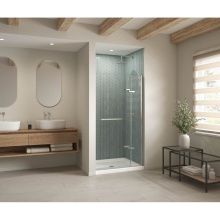 Maax 410043-541-001-000 - B3Round 4842 Acrylic Alcove Shower Base in White with Anti-slip Bottom with Center Drain