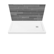 Maax 420005-505-001-100 - B3Square 6032 Acrylic Wall Mounted Shower Base in White with Left-Hand Drain