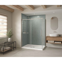 Maax 420036-502-001-100 - B3Square 6042 Acrylic Corner Left Shower Base in White with Center Drain