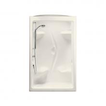 Maax 101139-L-000-007 - Stamina 48-I 51 in. x 35.75 in. x 85.25 in. 1-piece Shower with Left Seat, Center Drain in Biscuit