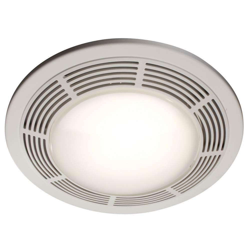 White 100 CFM Ceiling Bathroom Exhaust Fan with Light
