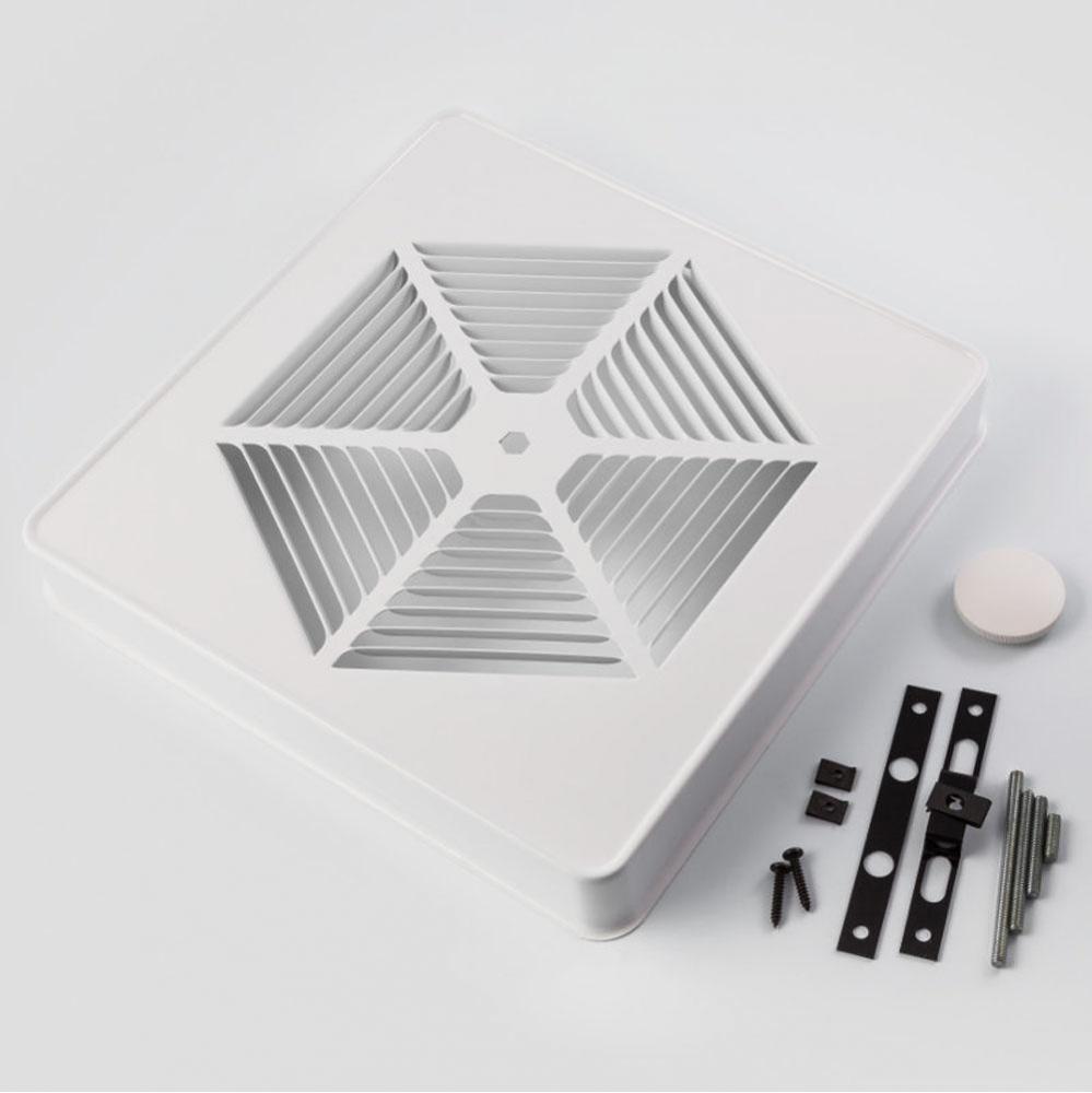 White Painted Steel Metal Grille Kit for 10&apos;&apos; fan units without switch hole