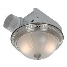 Broan Nutone 741SN - Decorative Satin Nickel Fan/Light with frosted glass, 70 CFM, 3.5 Sones. 13-3/8'' di