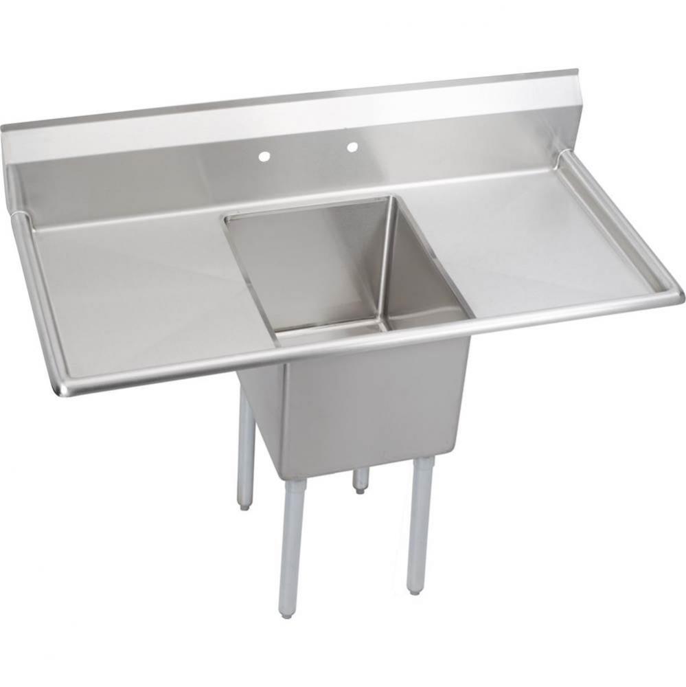 1 Compartment Sink, 52X26 OA, 16X20 Bowl, 14 Deep, L &amp; R 18&apos;&apos; DBs, SS Legs, 16 GA 30
