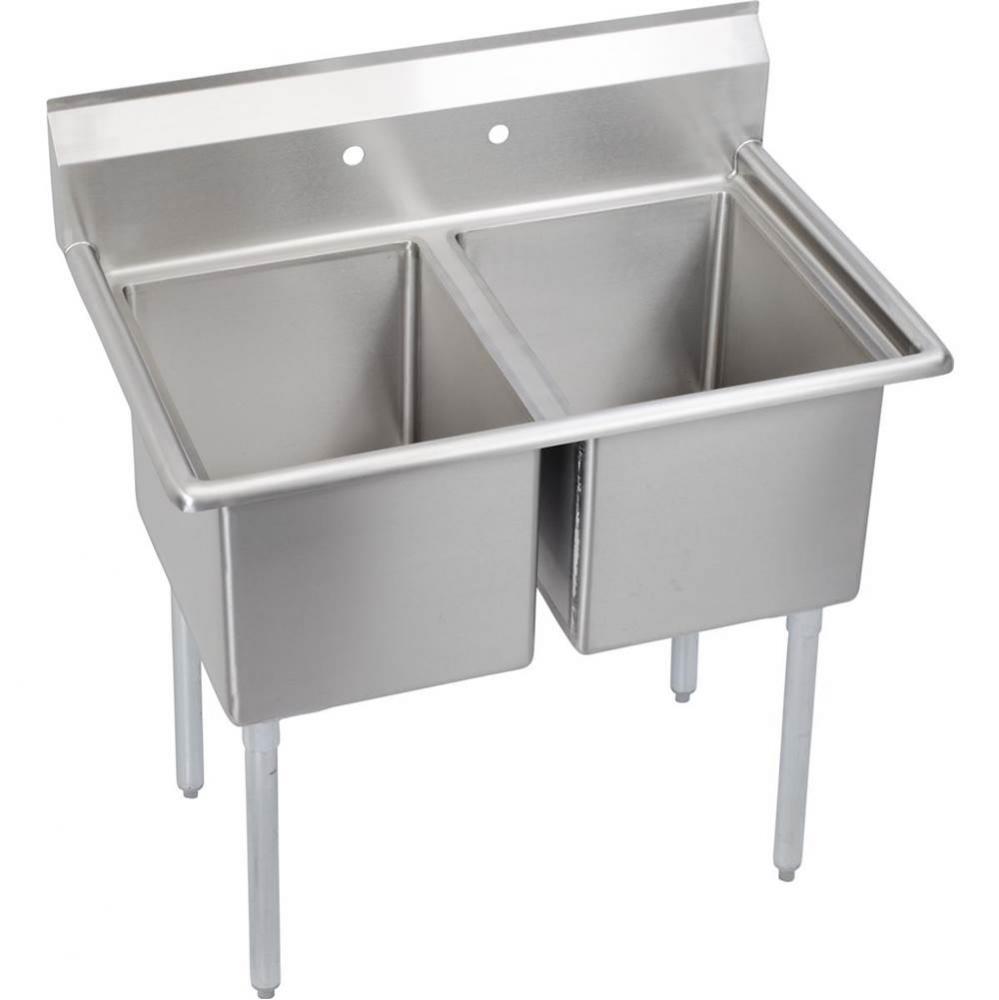 2 Compartment Sink, 39X26 OA, 16X20 Bowl, 14 Deep, No DBs, SS Legs, 16 GA 300 Series SS, NSF