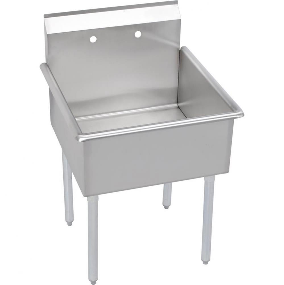 1 Compartment Budget Sink, 21X25 OA, 18X21 Bowl, 12 Deep, No DBs, SS Legs, 18 GA 300 Series SS