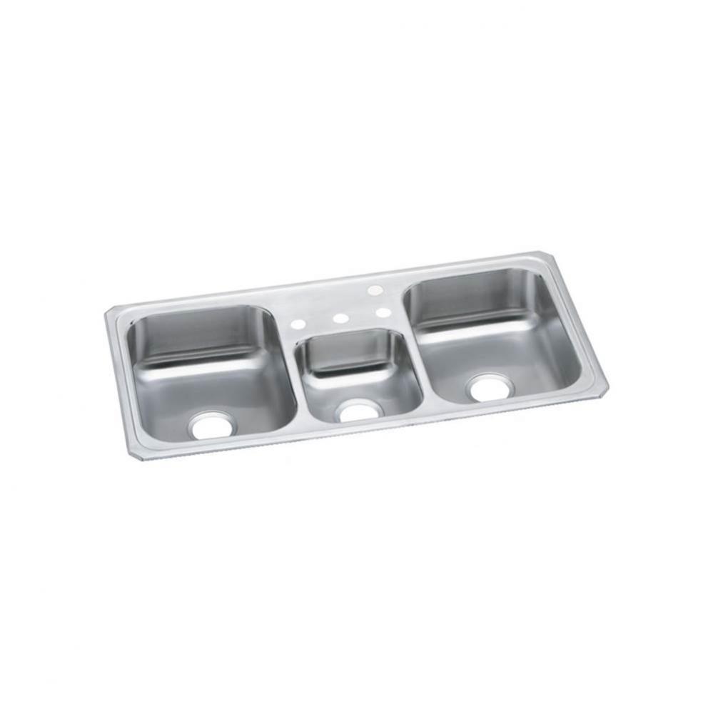 20 Gauge Stainless Steel 43&apos;&apos; x 22&apos;&apos; x 7&apos;&apos; Triple Bowl Drop-in Kitch