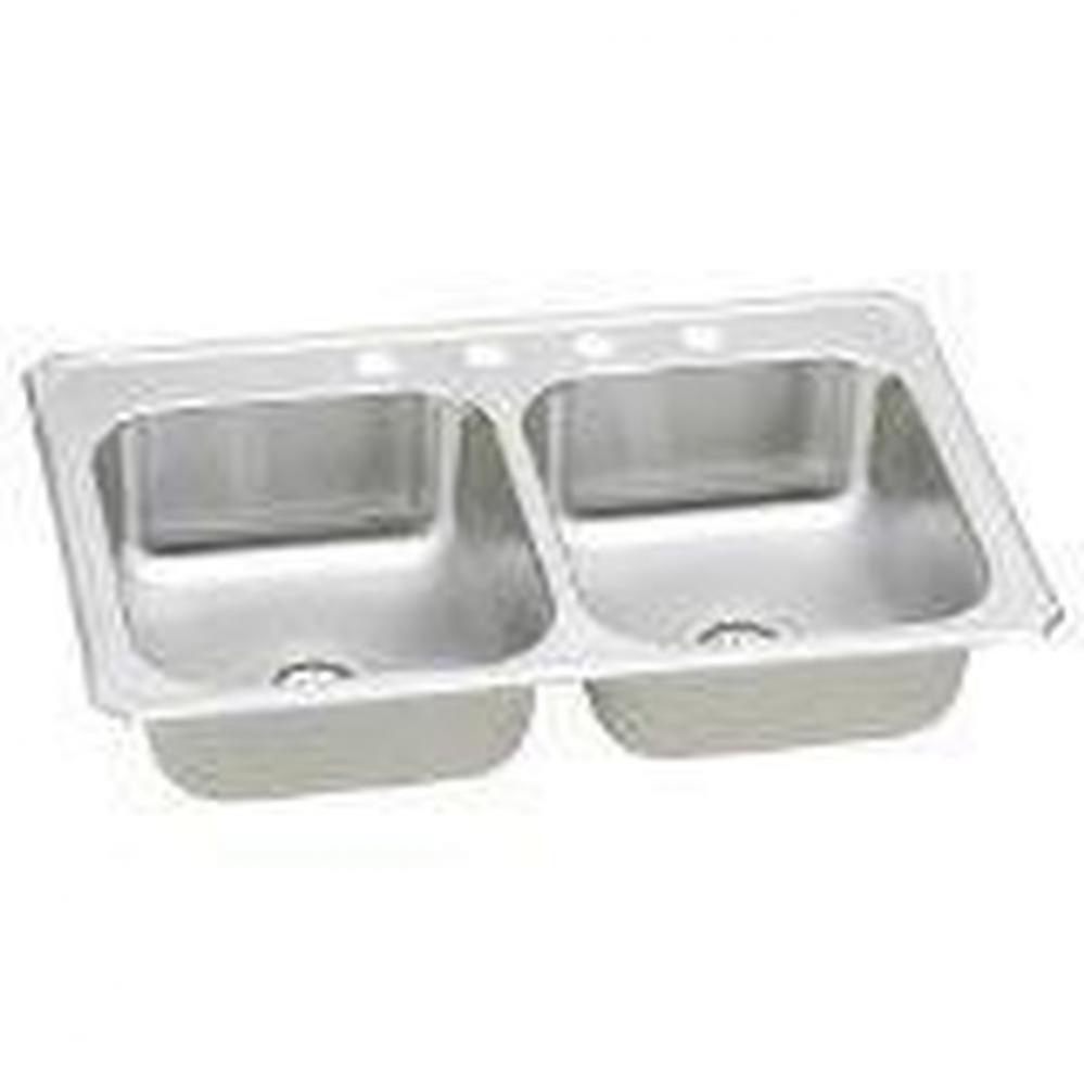 20 Gauge Stainless Steel 33&apos;&apos; x 22&apos;&apos; x 7&apos;&apos; Double Bowl Drop-in Kitch