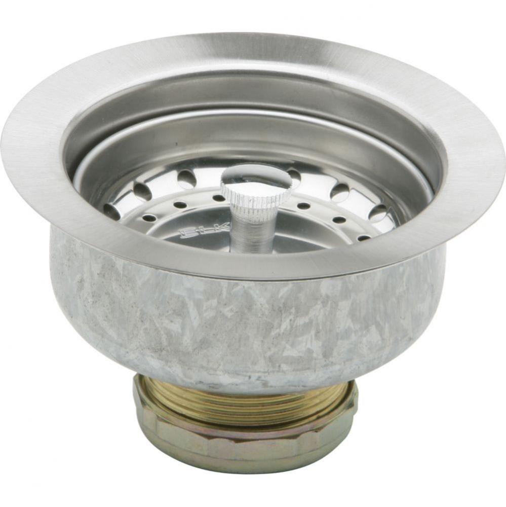 Dayton 3-1/2&apos;&apos; Stainless Steel Drain with Removable Basket Strainer and Rubber Stopper (