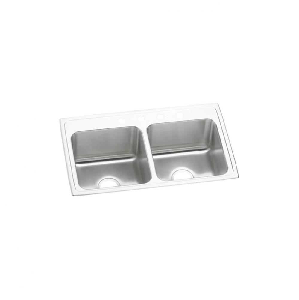18 Gauge Stainless Steel 33&apos;&apos; x 19.5&apos;&apos; x 10.125&apos;&apos; Double Bowl Drop-i
