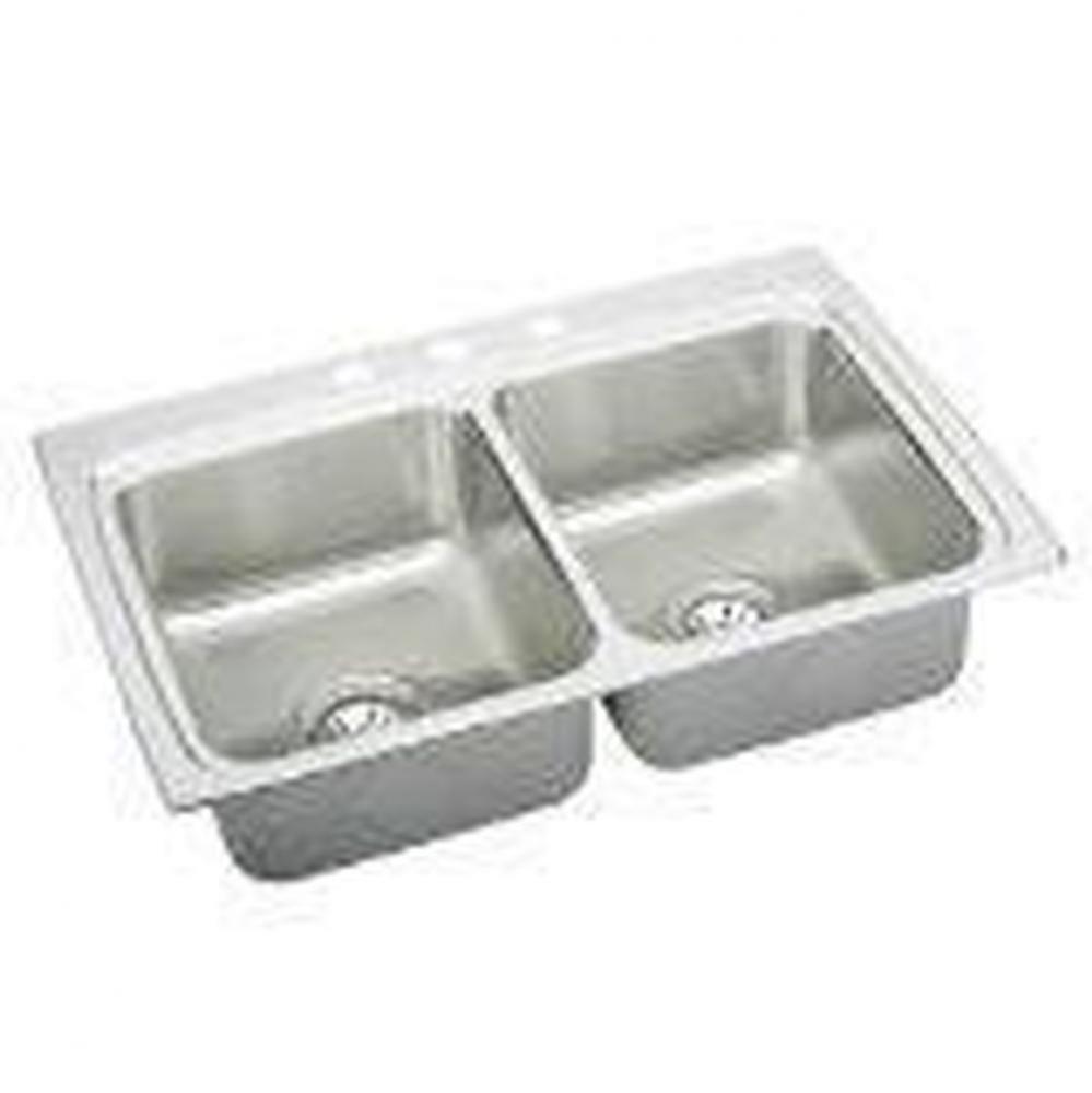 18 Gauge Stainless Steel 33&apos;&apos; x 22&apos;&apos; x 10.125&apos;&apos; Double Bowl Drop-in