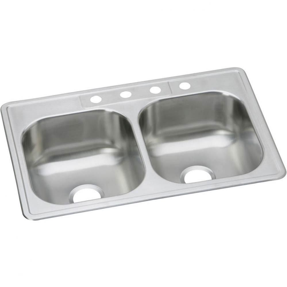 Dayton Stainless Steel 33&apos;&apos; x 22&apos;&apos; x 8-1/16&apos;&apos;, Equal Double Bowl Dro