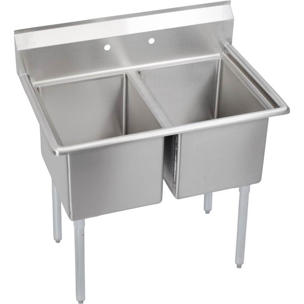 2 Compartment Sink, 47X26 OA, 20X20 Bowl, 12 Deep, No DBs, SS Legs, 18 GA 300 Series SS, NSF