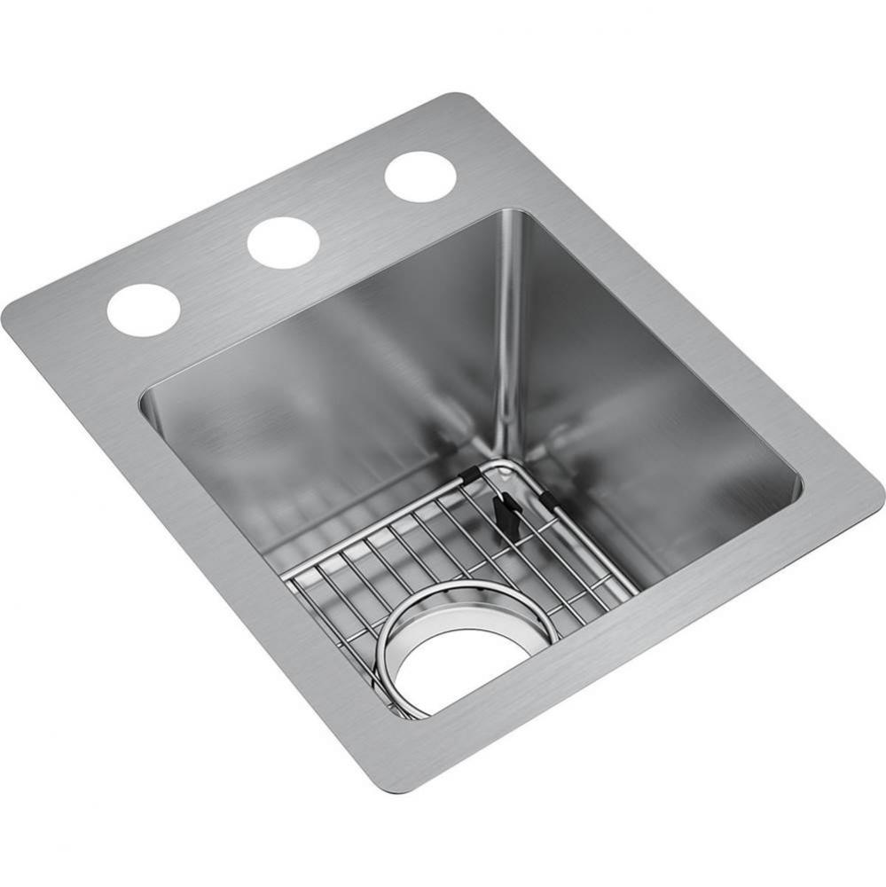 Crosstown 18 Gauge Stainless Steel 13&apos;&apos; x 16&apos;&apos; x 9&apos;&apos;, 3-Hole Single