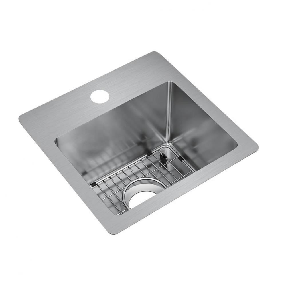 18 Gauge Stainless Steel 15&apos;&apos; x 15&apos;&apos; x 9&apos;&apos; Single Bowl Dual Mount Ba