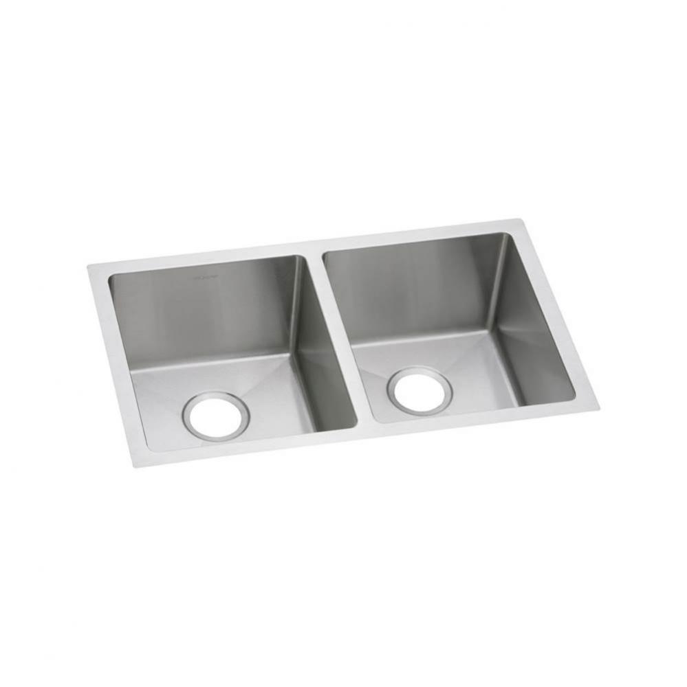 16 Gauge Stainless Steel 30.75&apos;&apos; x 18.5&apos;&apos; x 10&apos;&apos; Double Bowl Undermo