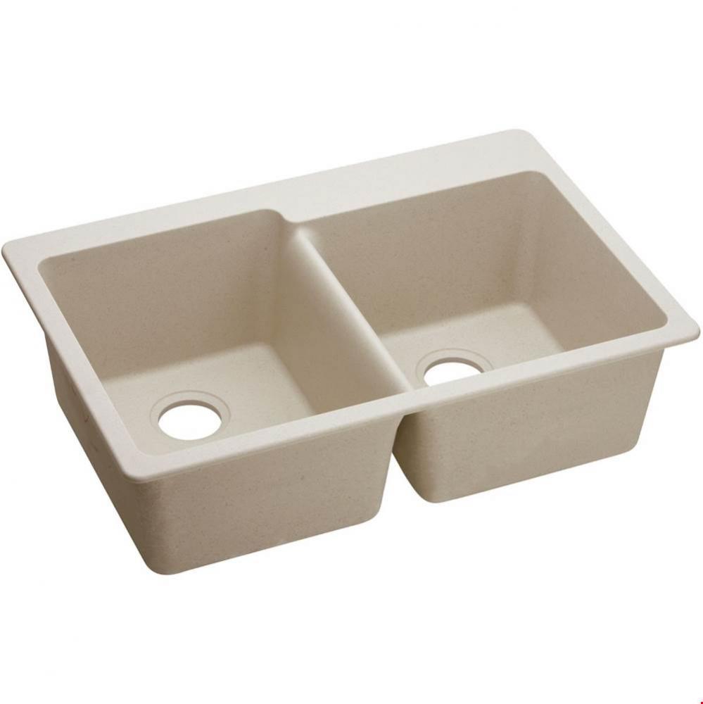 Quartz Classic 33&apos;&apos; x 22&apos;&apos; x 9-1/2&apos;&apos;, Offset Double Bowl Drop-in Sin