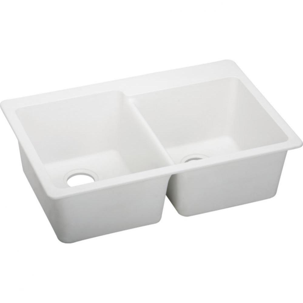 Quartz Classic 33&apos;&apos; x 22&apos;&apos; x 9-1/2&apos;&apos; Double Bowl Drop-in Sink, White