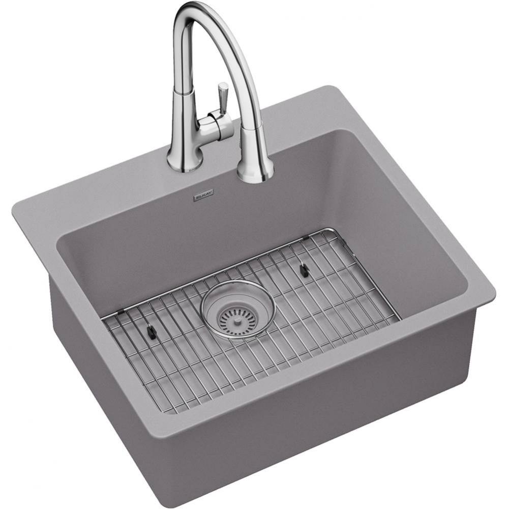 Quartz Classic 25&apos;&apos; x 22&apos;&apos; x 9-1/2&apos;&apos;, Single Bowl Drop-in Sink Kit w