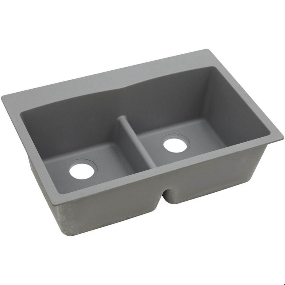 Quartz Classic 33&apos;&apos; x 22&apos;&apos; x 10&apos;&apos; Double Bowl Drop-in Sink with Aqua