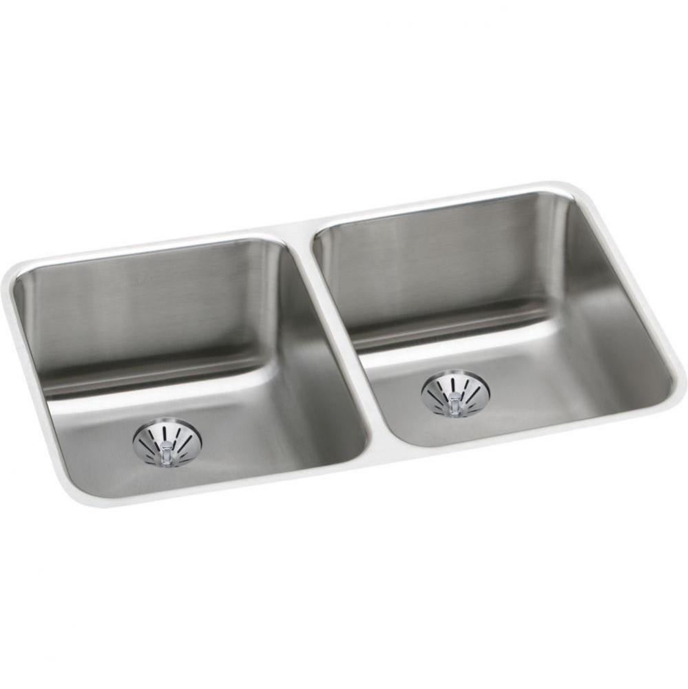 18 Gauge Stainless Steel 30.75&apos;&apos; x 18.5&apos;&apos; x 10&apos;&apos; Double Bowl Undermo