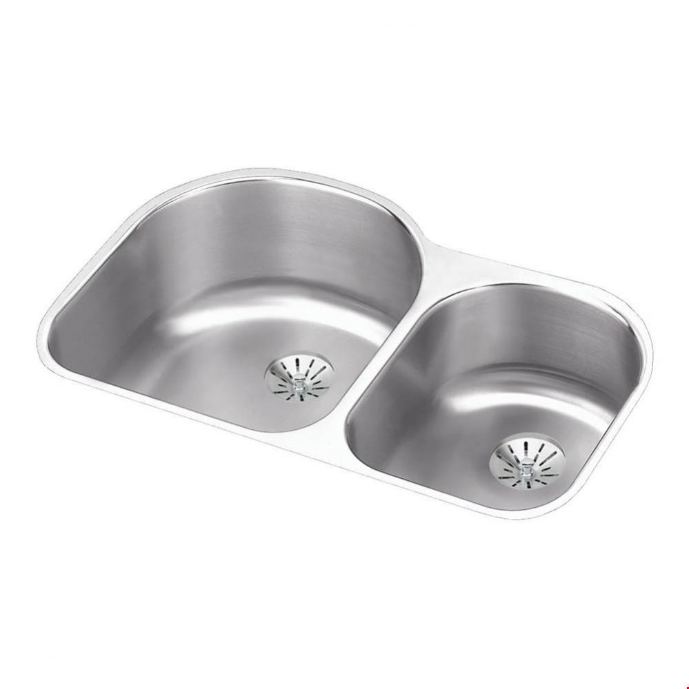 18 Gauge Stainless Steel 31.25&apos;&apos; x 20&apos;&apos; x 10&apos;&apos; Double Bowl Undermoun
