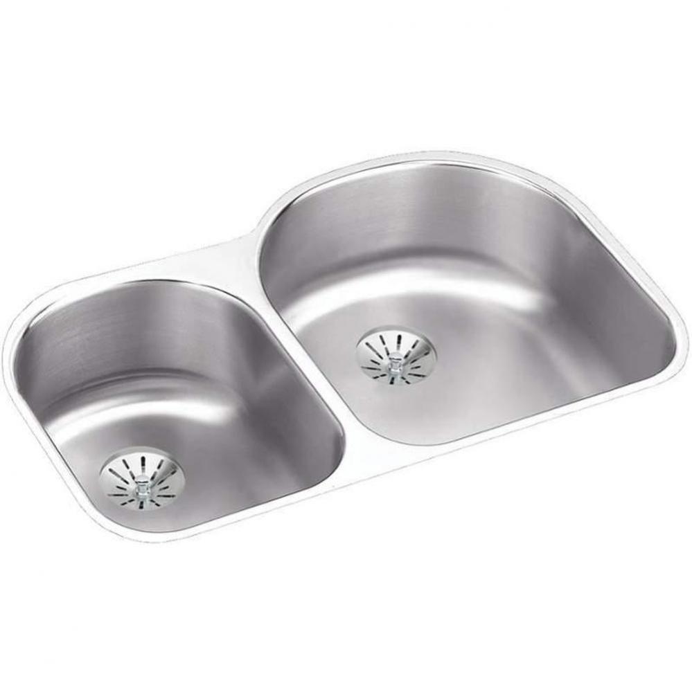 18 Gauge Stainless Steel 31.25&apos;&apos; x 20&apos;&apos; x 7.5&apos;&apos; Double Bowl Undermou