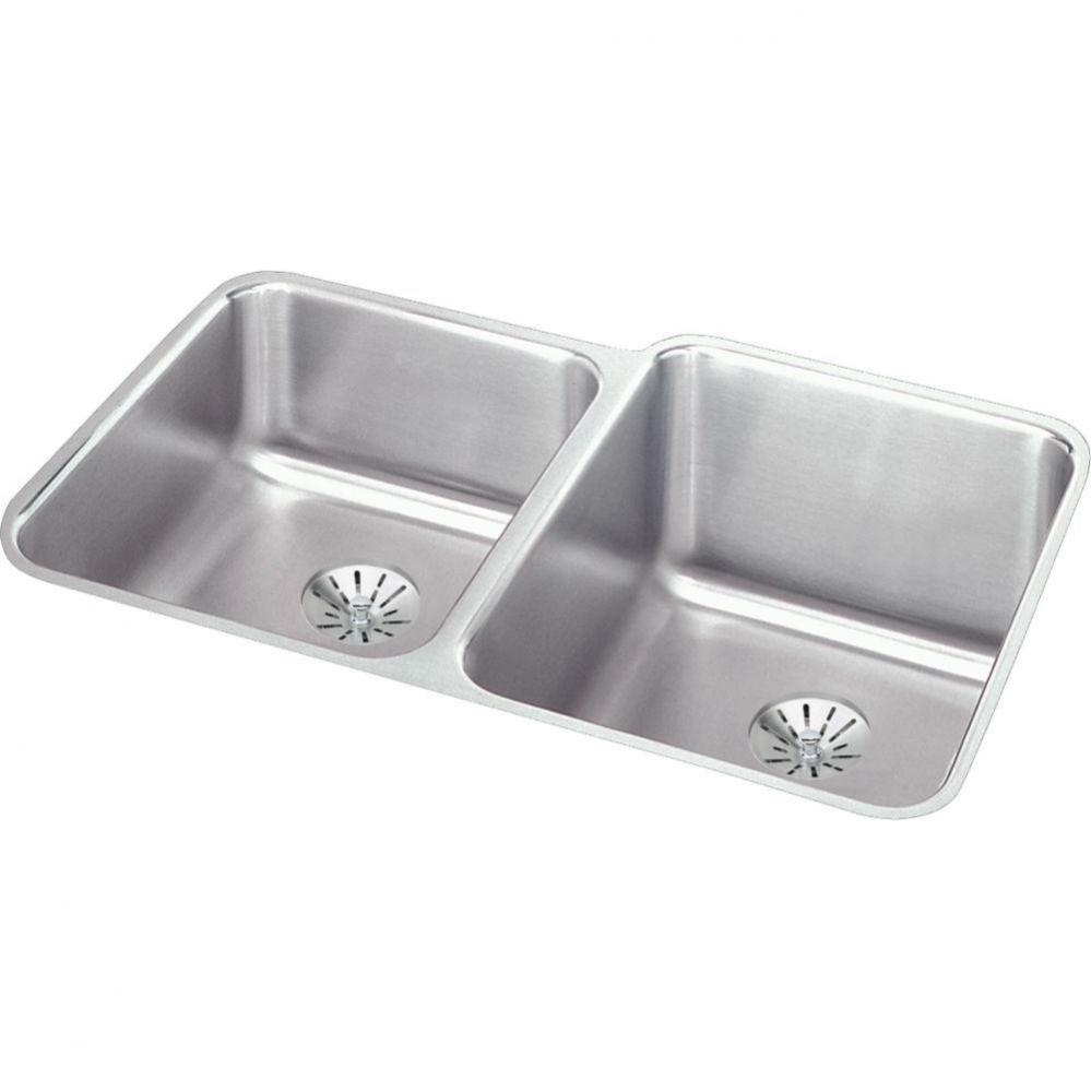 18 Gauge Stainless Steel 31.25&apos;&apos; x 20.5&apos;&apos; x 9.875&apos;&apos; Double Bowl Unde