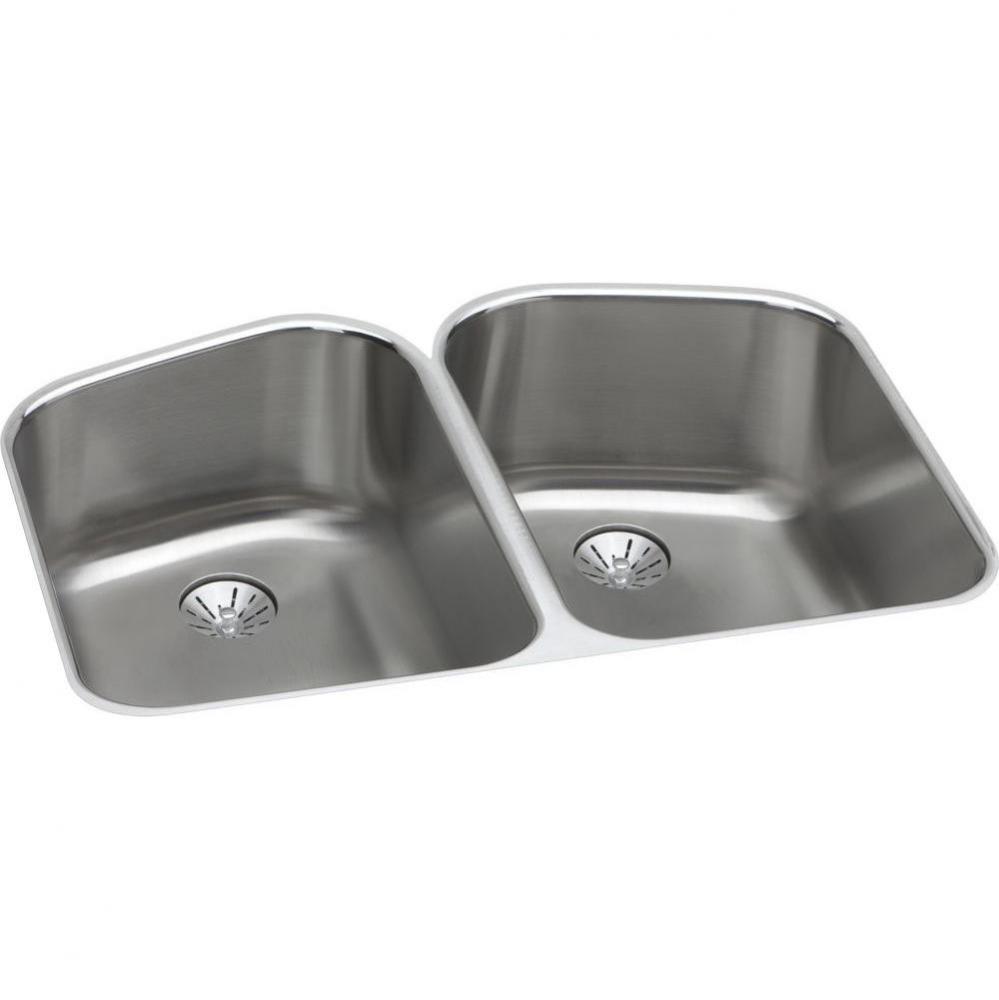 18 Gauge Stainless Steel 32.75&apos;&apos; x 20.8125&apos;&apos; x 9&apos;&apos; Double Bowl Under