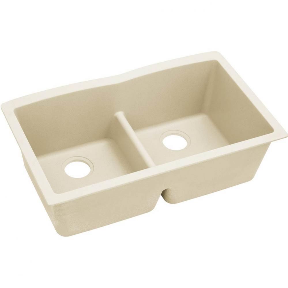 Quartz Luxe 33&apos;&apos; x 19&apos;&apos; x 10&apos;&apos; Equal Double Bowl Undermount Sink wit