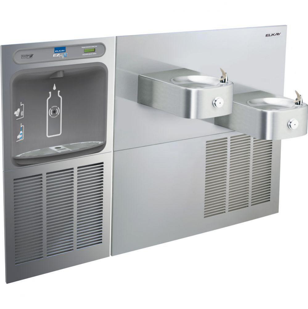 ezH2O Bottle Filling Station and Soft Sides Bi-Level Fountain, Non-Filtered Refrigerated Stainless