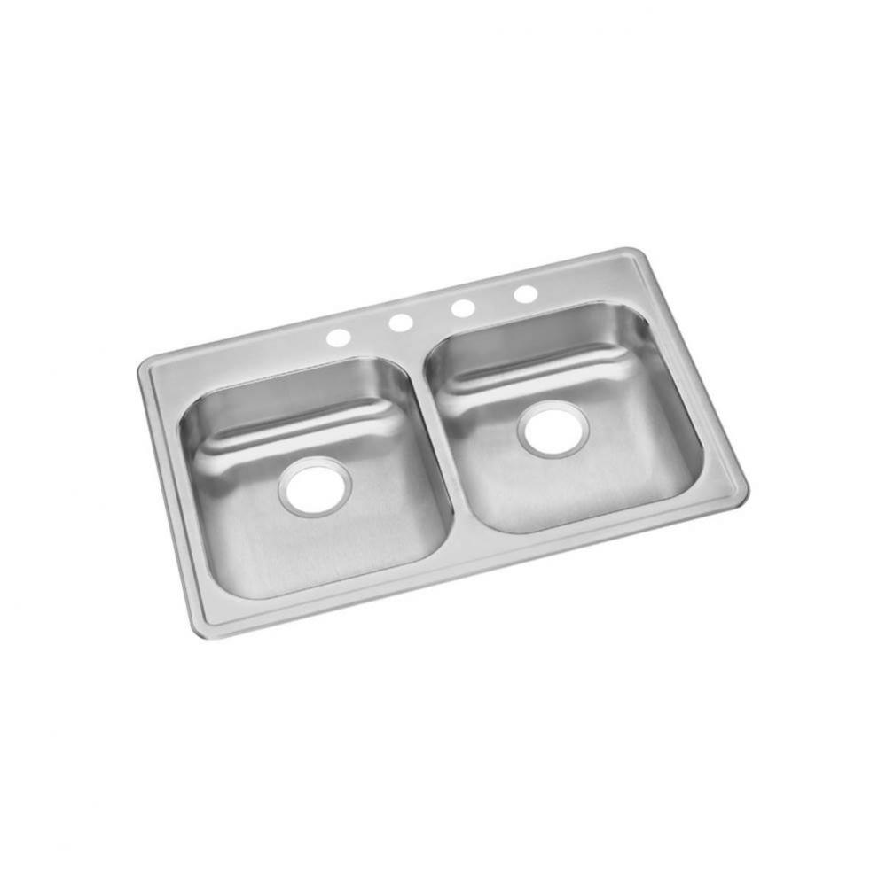 22 Gauge Stainless Steel 33&apos;&apos; x 22&apos;&apos; x 5.5&apos;&apos; Double Bowl Drop-in Kit