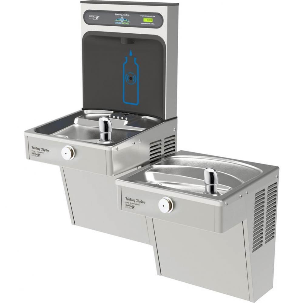 Halsey Taylor HydroBoost Bottle Filling Station,&amp; Bi-Level Vandal-Resistant Cooler, High Effic