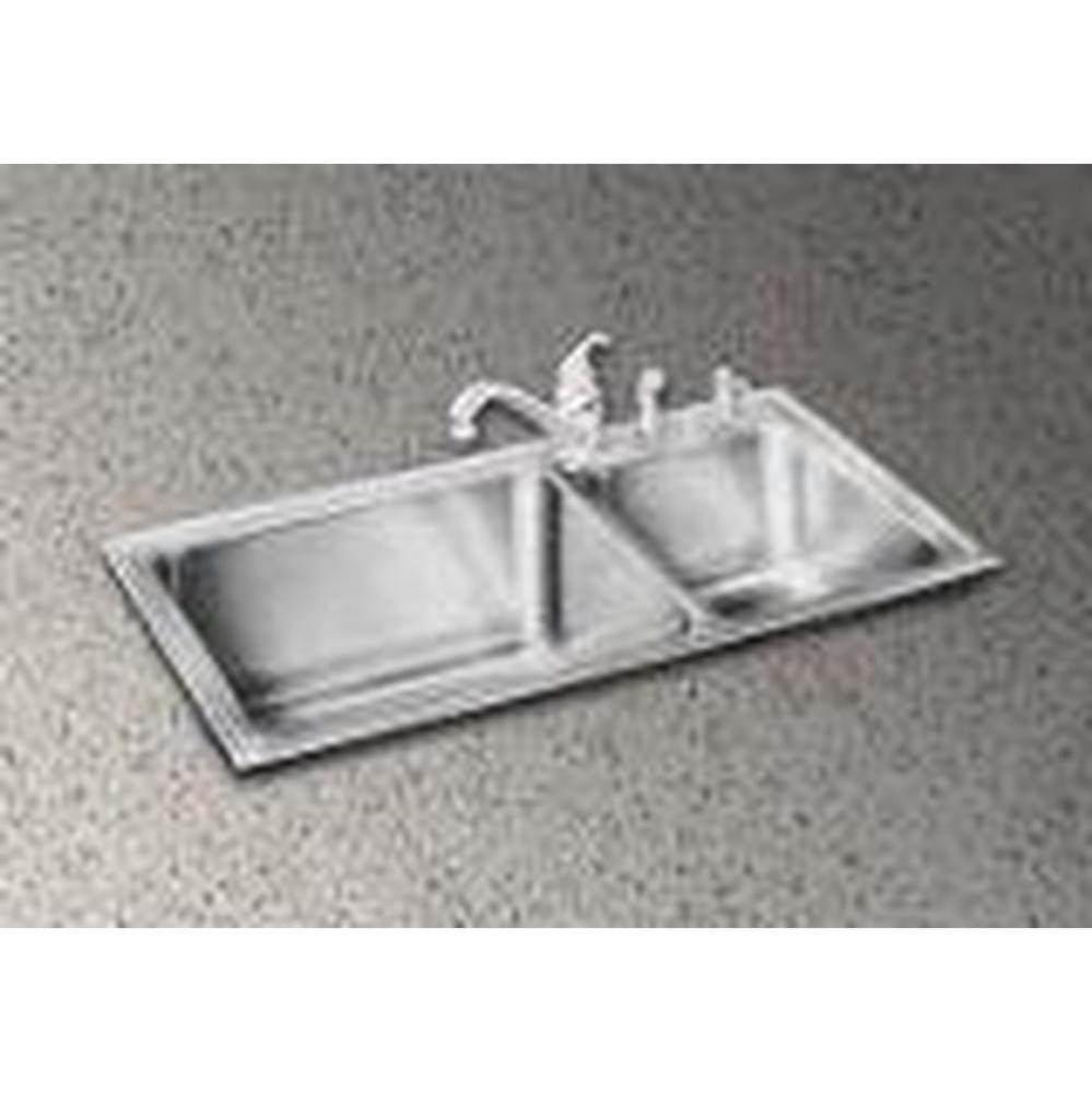18 Gauge Stainless Steel 37&apos;&apos; x 22&apos;&apos; x 10&apos;&apos; Double Bowl Drop-in Kitc