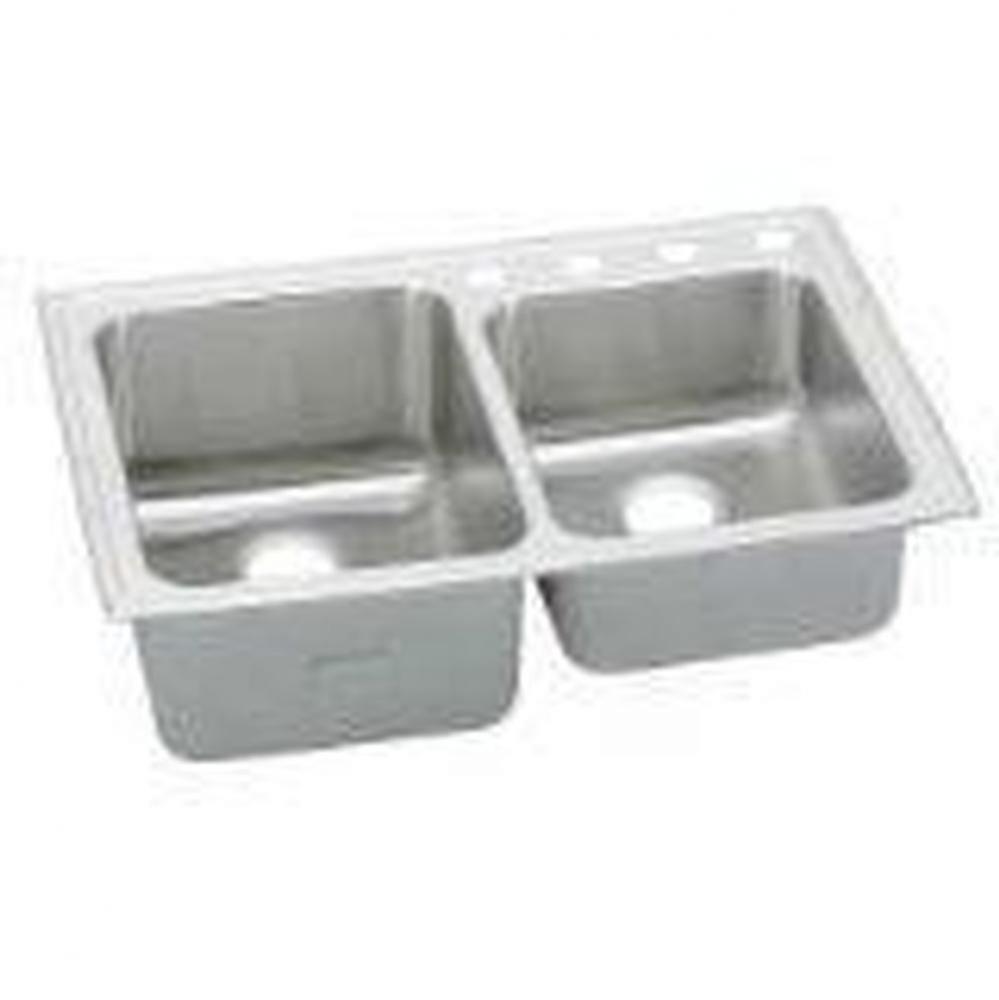 18 Gauge Stainless Steel 33&apos;&apos; x 22&apos;&apos; x 10&apos;&apos; Double Bowl Drop-in Kitc