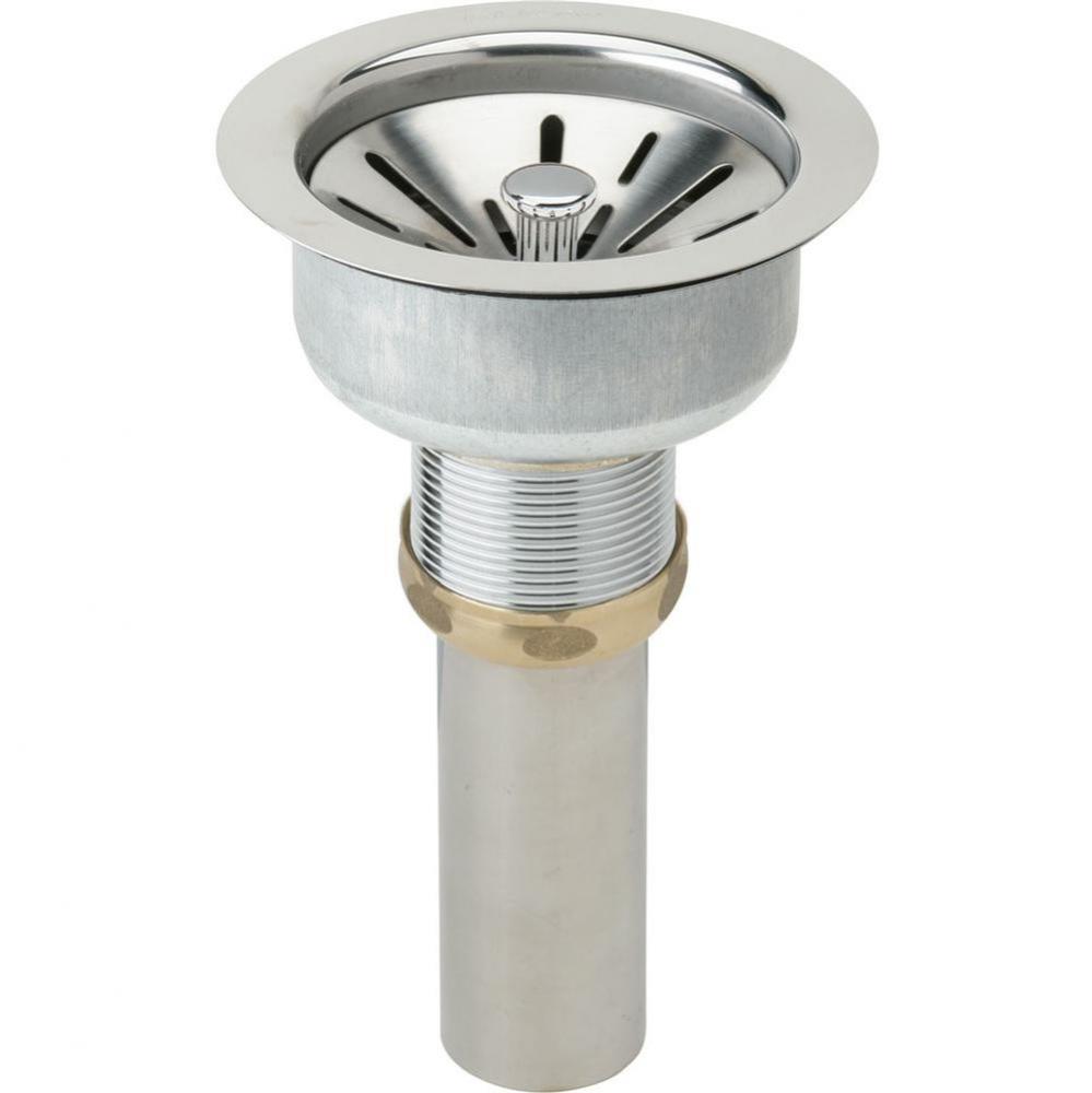 3-1/2&apos;&apos; Drain Fitting Type 316 Stainless Steel Body, Strainer Basket with rubber seal an