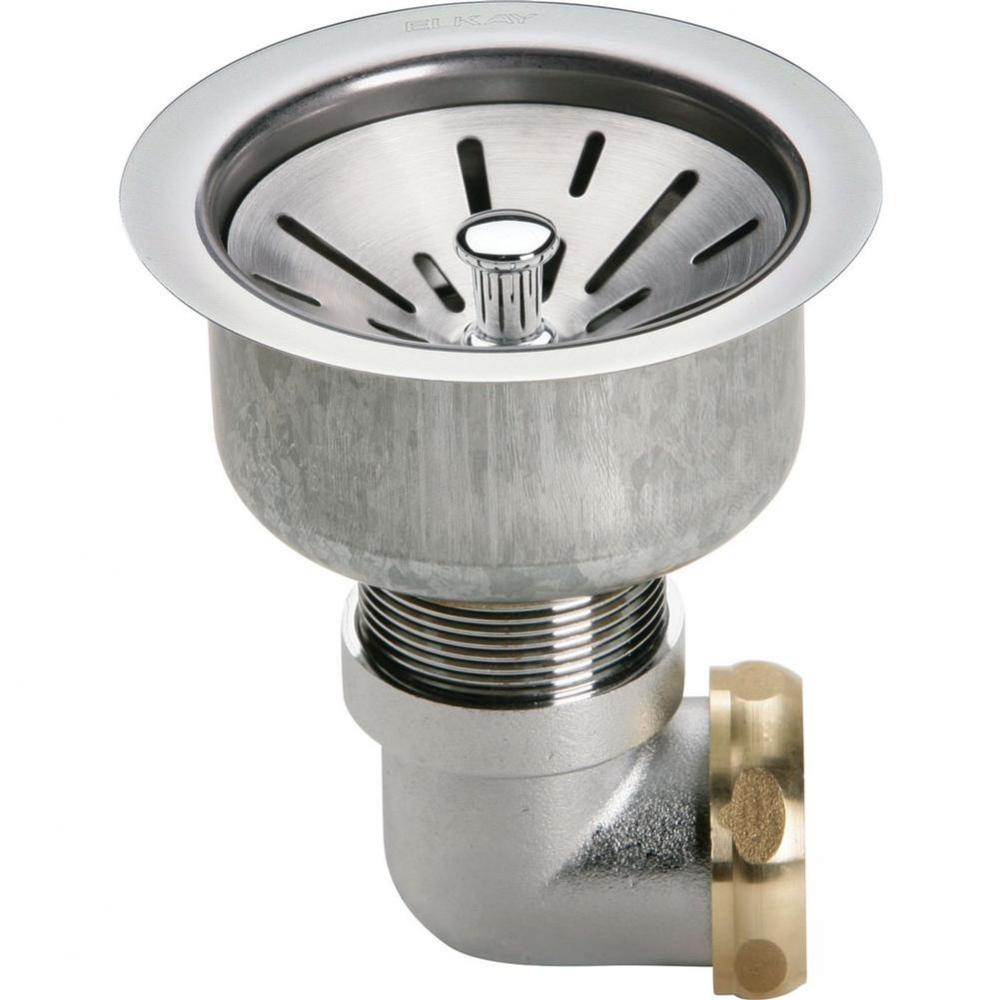 3-1/2&apos;&apos; Drain Fitting Type 304 Stainless Steel Body, Strainer Basket Tailpiece and Elbow