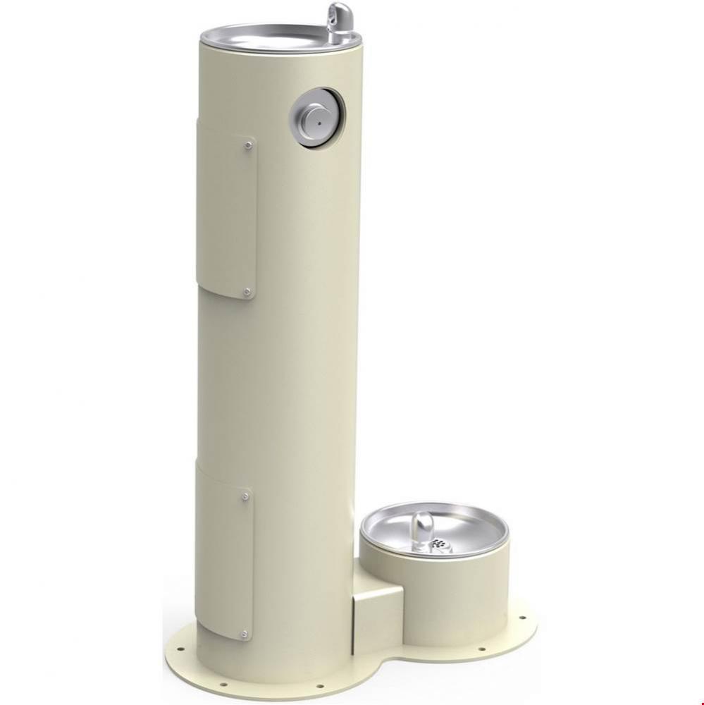 Outdoor Fountain Pedestal with Pet Station Non-Filtered, Non-Refrigerated Beige