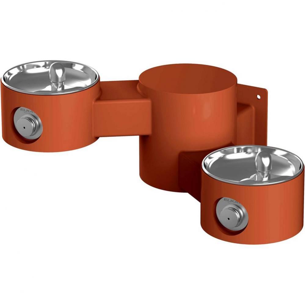 Outdoor Drinking Fountain Wall Mount, Bi-Level, Non-Filtered Non-Refrigerated, Terracotta