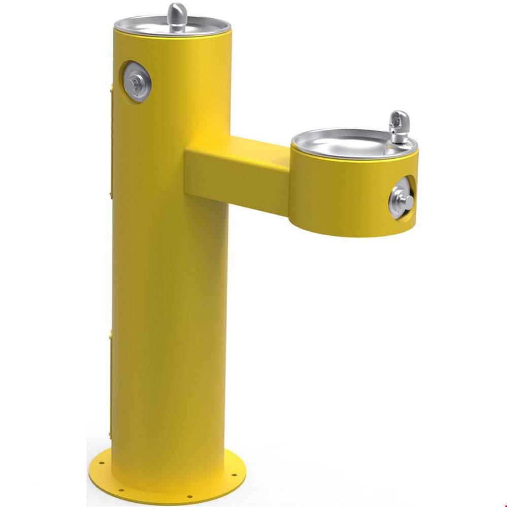 Outdoor Fountain Bi-Level Pedestal Non-Filtered, Non-Refrigerated Freeze Resistant Yellow