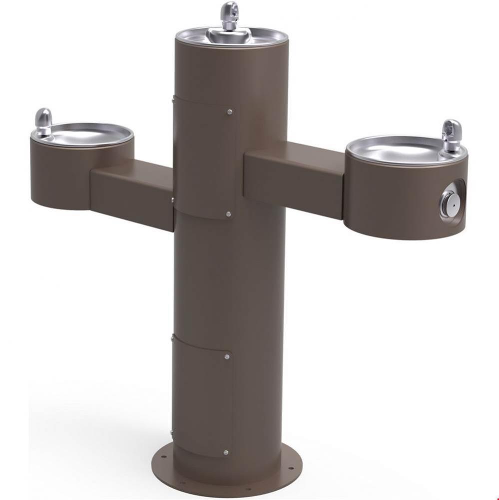 Outdoor Fountain Tri-Level Pedestal Non-Filtered, Non-Refrigerated Brown