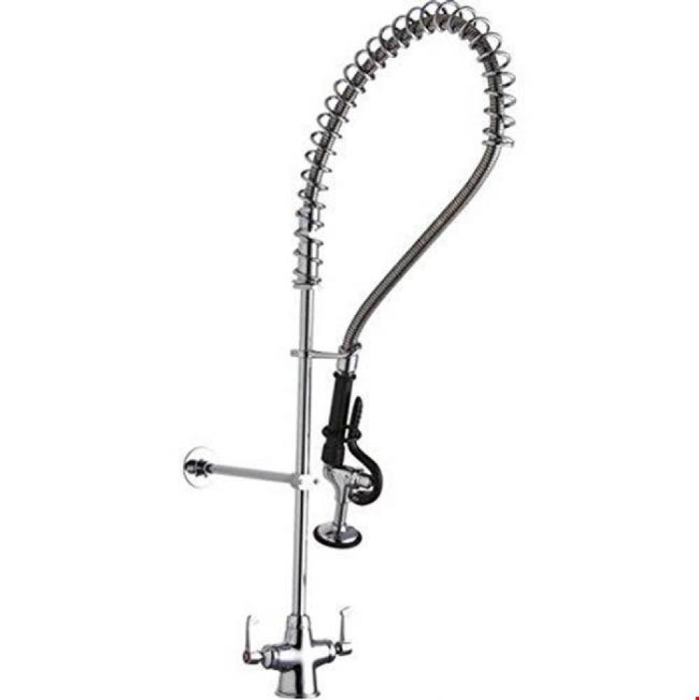 Single Hole Concealed Deck Mount Faucet 44in Flexible Hose w/1.2 GPM Spray Head 2in Lever Handles