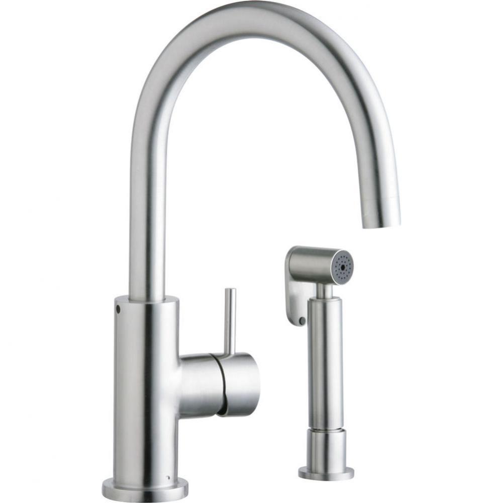 Allure Single Hole Kitchen Faucet with Lever Handle and Side Spray Satin Stainless Steel