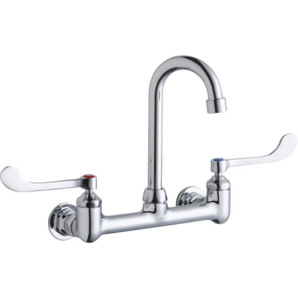 WALL MNT 8IN, GN 4IN SPT, 1PC WRIST BLD HNDL, 6IN, 1/2IN HW