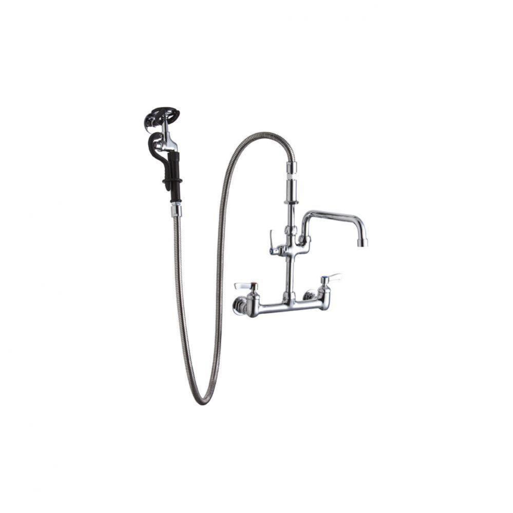 8&apos;&apos; Centerset Wall Mount Faucet 60in Flexible Hose with 1.2 GPM Spray Head Plus 12in Arc