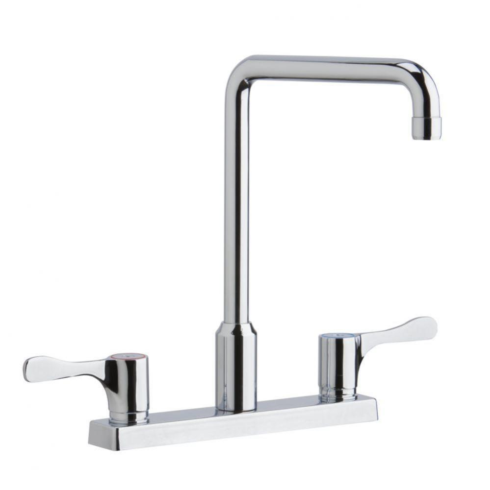 8&apos;&apos; Centerset Exposed Deck Mount Faucet with Arc Spout and 4&apos;&apos; Lever Handles C