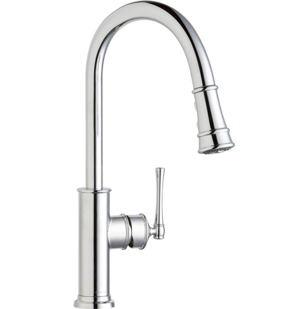 Explore Single Hole Kitchen Faucet with Pull-down Spray and Forward Only Lever Handle Chrome