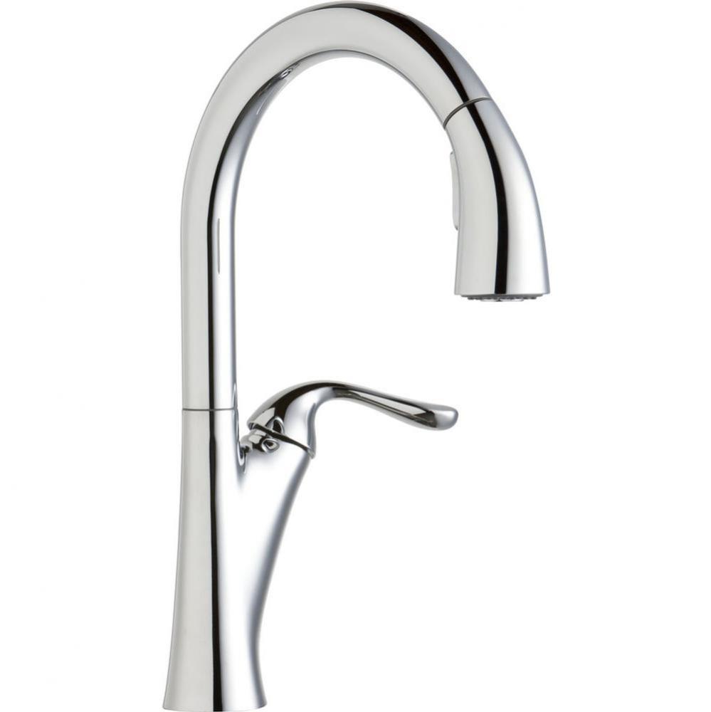 Harmony Single Hole Kitchen Faucet with Pull-down Spray and Forward Only Lever Handle Chrome